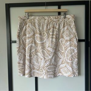 [XXL] Vintage Classic Editions 100% Cotton Tan & White Paisley Print Midi Skirt